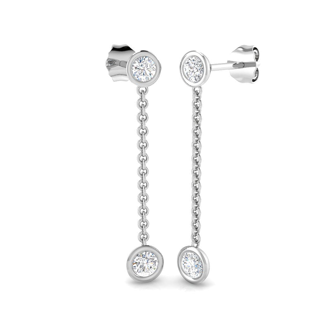 Daffy Gold Drop & Trilogy Diamond Earrings - 0.5ct Luxury Jewelry in 10K/14K gold and platinum with certified lab-grown or natural diamonds