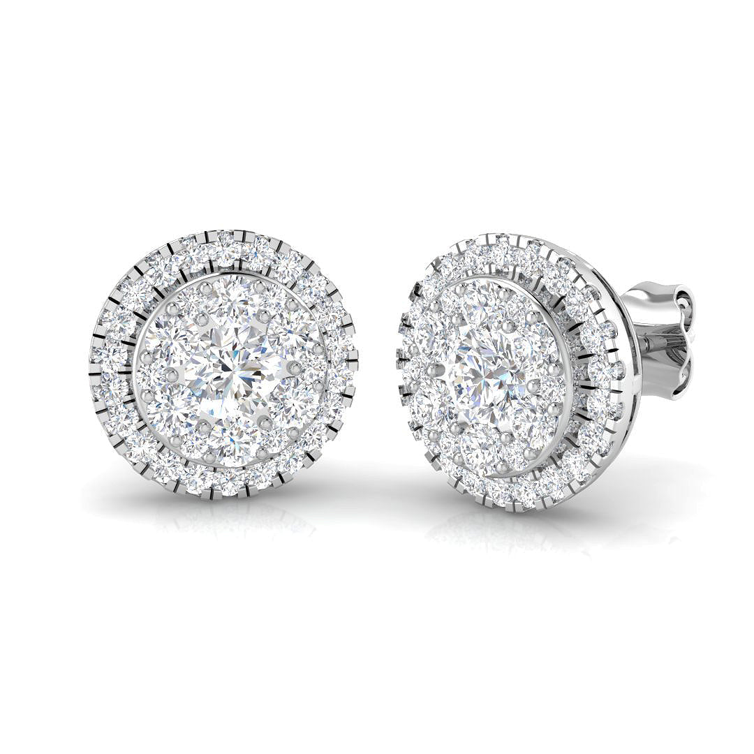 Cluster Diamond Stud Earrings in 10K/14K gold and platinum with certified lab-grown or natural diamonds