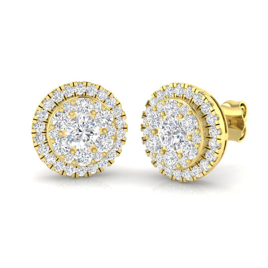 Cluster Diamond Stud Earrings in 10K/14K gold and platinum with certified lab-grown or natural diamonds