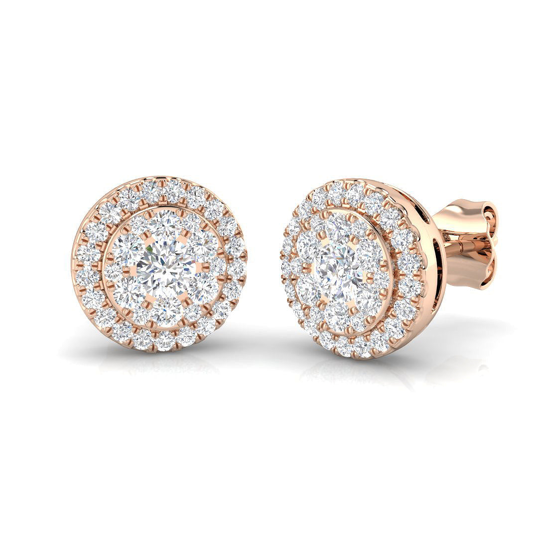 Round Diamond Cluster Stud Earrings in in 10K/14K gold and platinum with certified lab-grown or natural diamonds