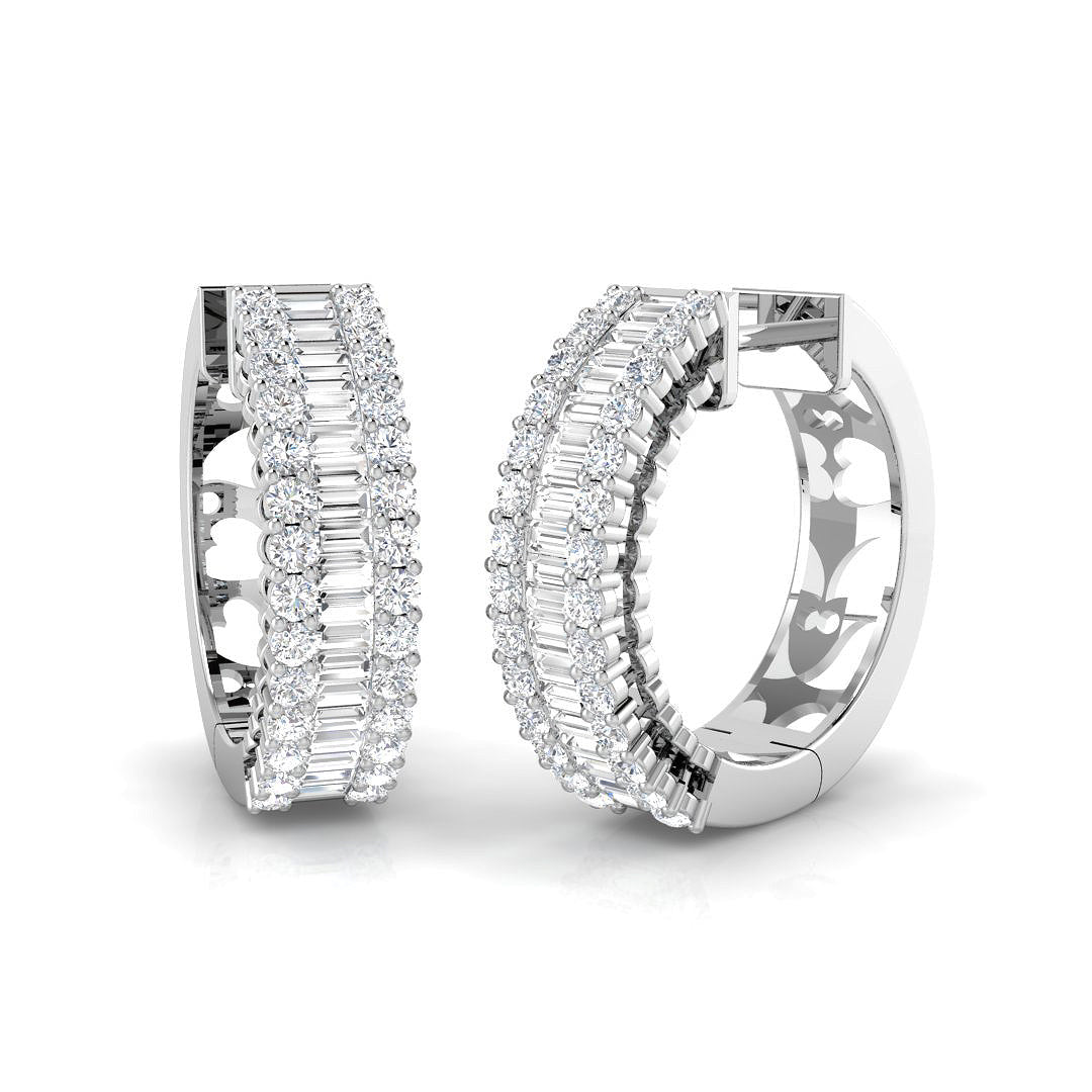 Gold Baguette and Brilliant Diamond Earrings - 1.5ct to 2.5ct in 10K/14K gold and platinum with certified lab-grown or natural diamonds
