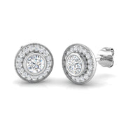 1.0 Ct Vintage Art Deco Diamond Halo Stud Earrings in in 10K/14K gold and platinum with certified lab-grown or natural diamonds