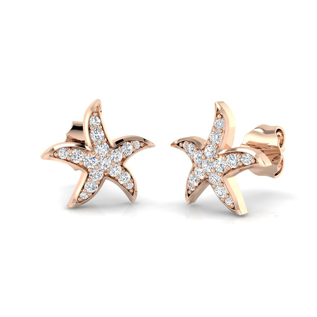 Elegant Gold Star Diamond Earrings - 0.2ct to 0.25ct Luxe Jewelry in 10K/14K gold and platinum with certified lab-grown or natural diamonds