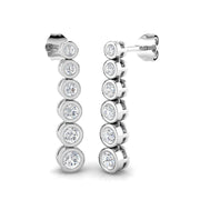 Cress Luxury Gold Drop & Trilogy Diamond Earrings in 10K/14K gold and platinum with certified lab-grown or natural diamonds