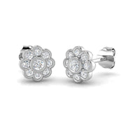 Vintage Diamond Flower Stud Earrings - 0.33ct in 10K/14K gold and platinum with certified lab-grown or natural diamonds