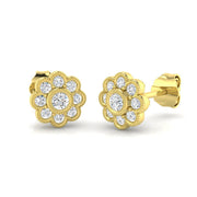 Vintage Diamond Flower Stud Earrings - 0.33ct in 10K/14K gold and platinum with certified lab-grown or natural diamonds