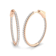 Elegant 1 Ct Round Diamond Hoop Earrings in 10K/14K gold and platinum with certified lab-grown or natural diamonds