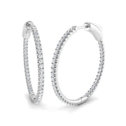 Elegant 1 Ct Round Diamond Hoop Earrings in 10K/14K gold and platinum with certified lab-grown or natural diamonds