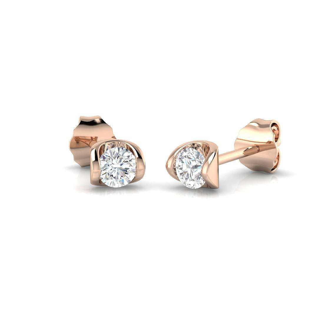 Gold Solitaire Diamond Earrings with Round Brilliant Cut - 0.25ct in 10K/14K gold and platinum with certified lab-grown or natural diamonds