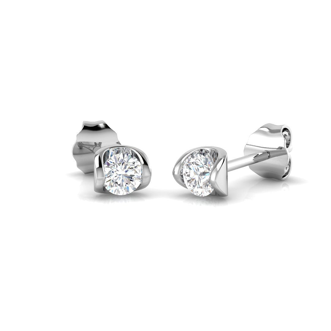 Gold Solitaire Diamond Earrings with Round Brilliant Cut - 0.25ct in 10K/14K gold and platinum with certified lab-grown or natural diamonds