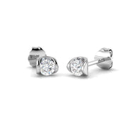 Gold Solitaire Diamond Earrings with Round Brilliant Cut - 0.25ct in 10K/14K gold and platinum with certified lab-grown or natural diamonds