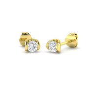 Gold Solitaire Diamond Earrings with Round Brilliant Cut - 0.25ct in 10K/14K gold and platinum with certified lab-grown or natural diamonds