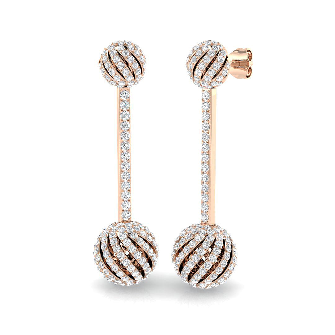 Trofy 2ct Gold Drop & Trilogy Diamond Earrings - Luxurious Elegance in 10K/14K gold and platinum with certified lab-grown or natural diamonds