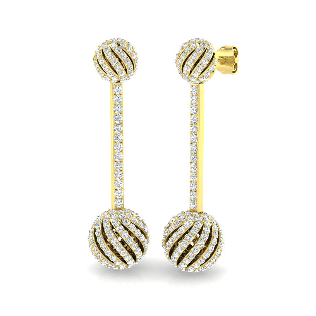 Trofy 2ct Gold Drop & Trilogy Diamond Earrings - Luxurious Elegance in 10K/14K gold and platinum with certified lab-grown or natural diamonds