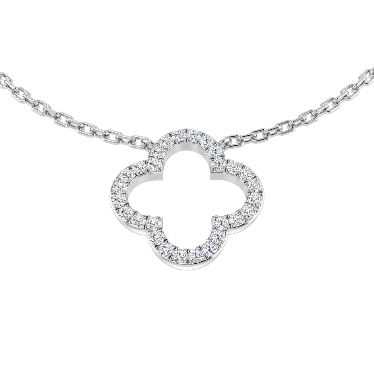Four-Leaf Diamond Pendant Necklace 0.15ct Diamond Gold in 10K/14K gold and platinum with certified lab-grown or natural diamonds