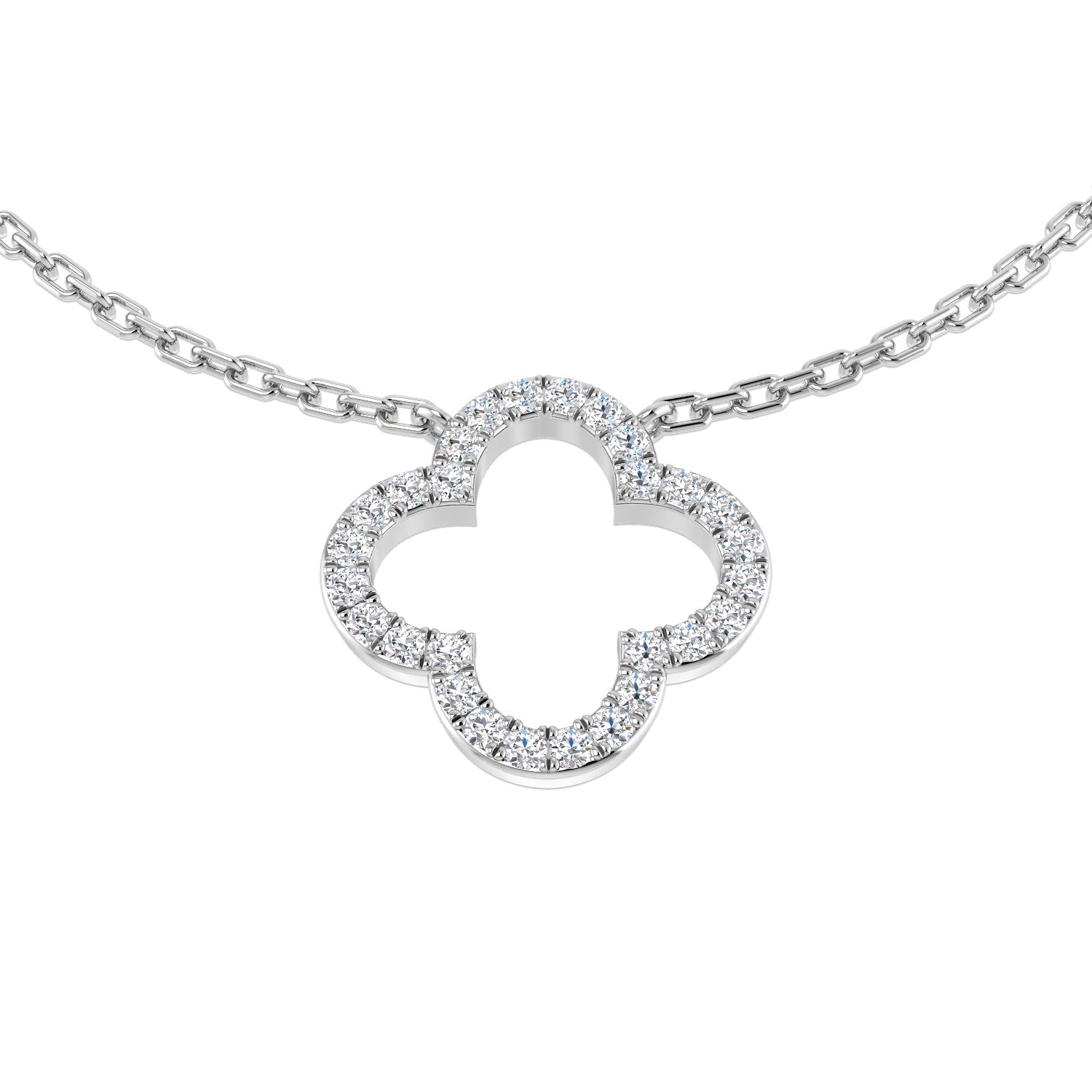 Four-Leaf Diamond Pendant Necklace 0.15ct Diamond Gold in 10K/14K gold and platinum with certified lab-grown or natural diamonds