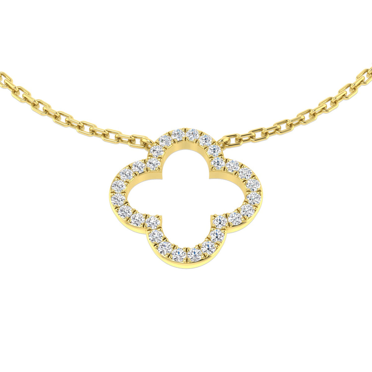 Four-Leaf Diamond Pendant Necklace 0.15ct Diamond Gold in 10K/14K gold and platinum with certified lab-grown or natural diamonds