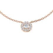 Diamond Halo Necklace 0.15ct to 0.33ct Gold in 10K/14K gold and platinum with certified lab-grown or natural diamonds