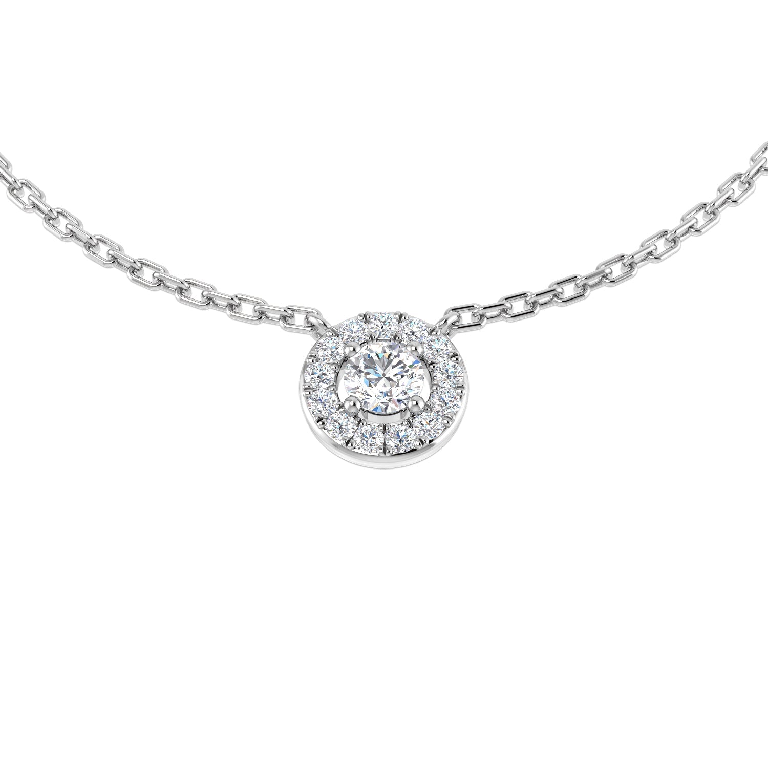 Diamond Halo Necklace 0.15ct to 0.33ct Gold in 10K/14K gold and platinum with certified lab-grown or natural diamonds