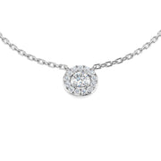 Diamond Halo Necklace 0.15ct to 0.33ct Gold in 10K/14K gold and platinum with certified lab-grown or natural diamonds