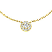Diamond Halo Necklace 0.15ct to 0.33ct Gold in 10K/14K gold and platinum with certified lab-grown or natural diamonds