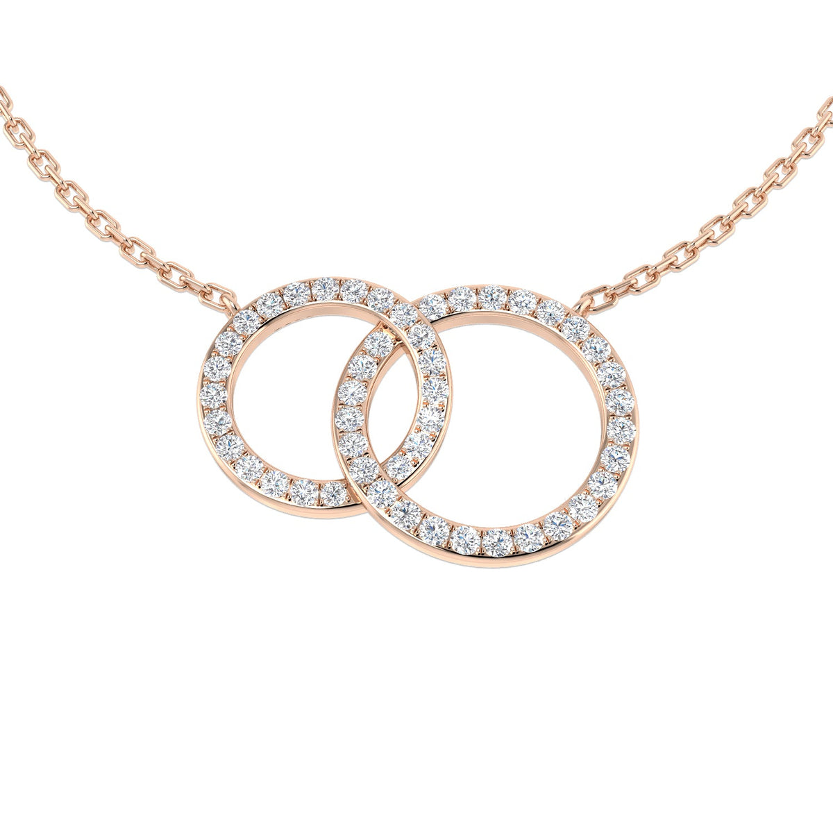Interlocking Diamond Circles Pendant in 10K/14K gold and platinum with certified lab-grown or natural diamonds