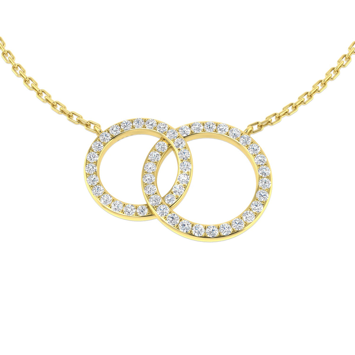 Interlocking Diamond Circles Pendant in 10K/14K gold and platinum with certified lab-grown or natural diamonds