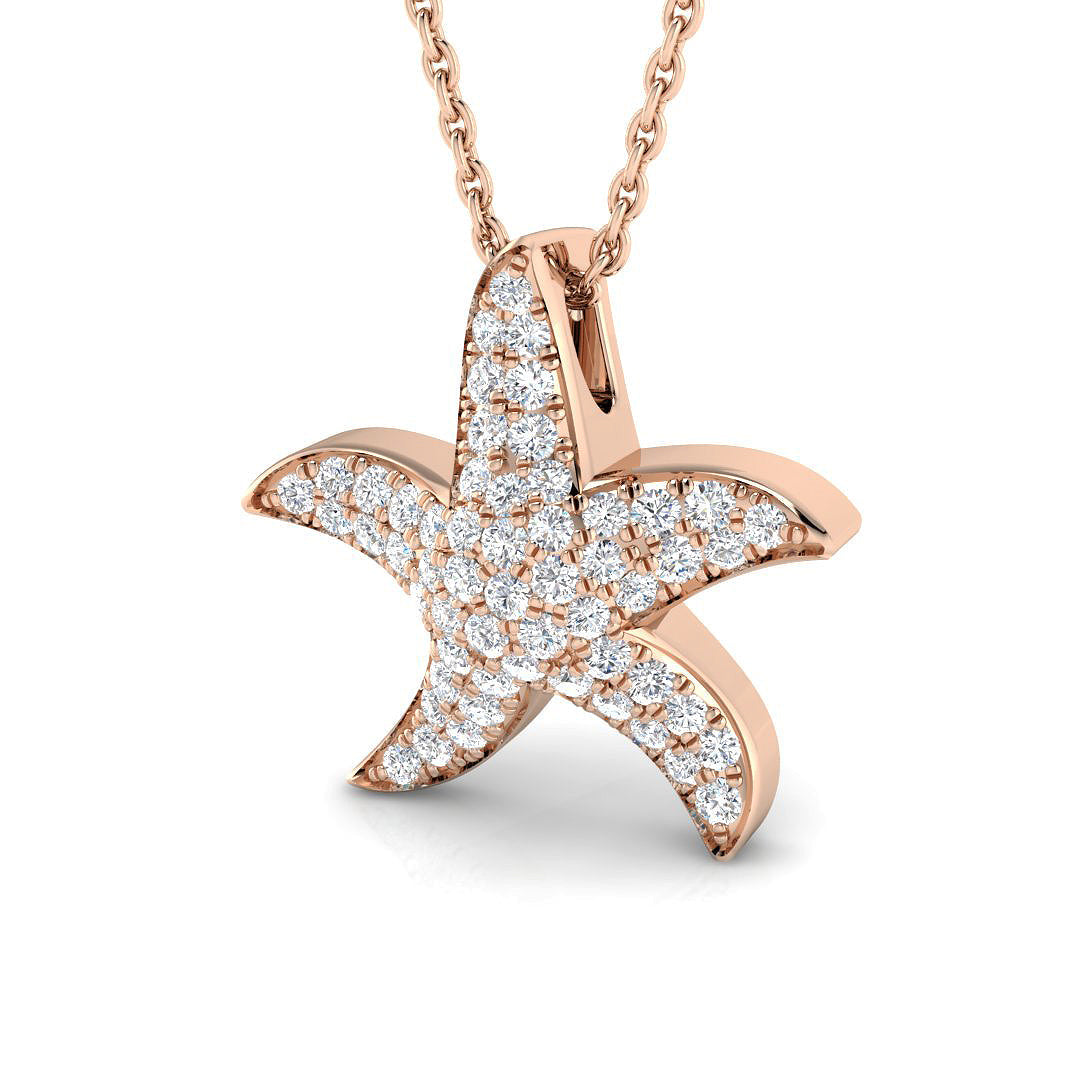 Starfish Diamond Pendant Necklace 0.25ct to 0.75ct Gold (Without Chain) in 10K/14K gold and platinum with certified lab-grown or natural diamonds