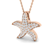 Starfish Diamond Pendant Necklace 0.25ct to 0.75ct Gold (Without Chain) in 10K/14K gold and platinum with certified lab-grown or natural diamonds