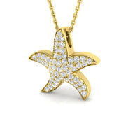 Starfish Diamond Pendant Necklace 0.25ct to 0.75ct Gold (Without Chain) in 10K/14K gold and platinum with certified lab-grown or natural diamonds