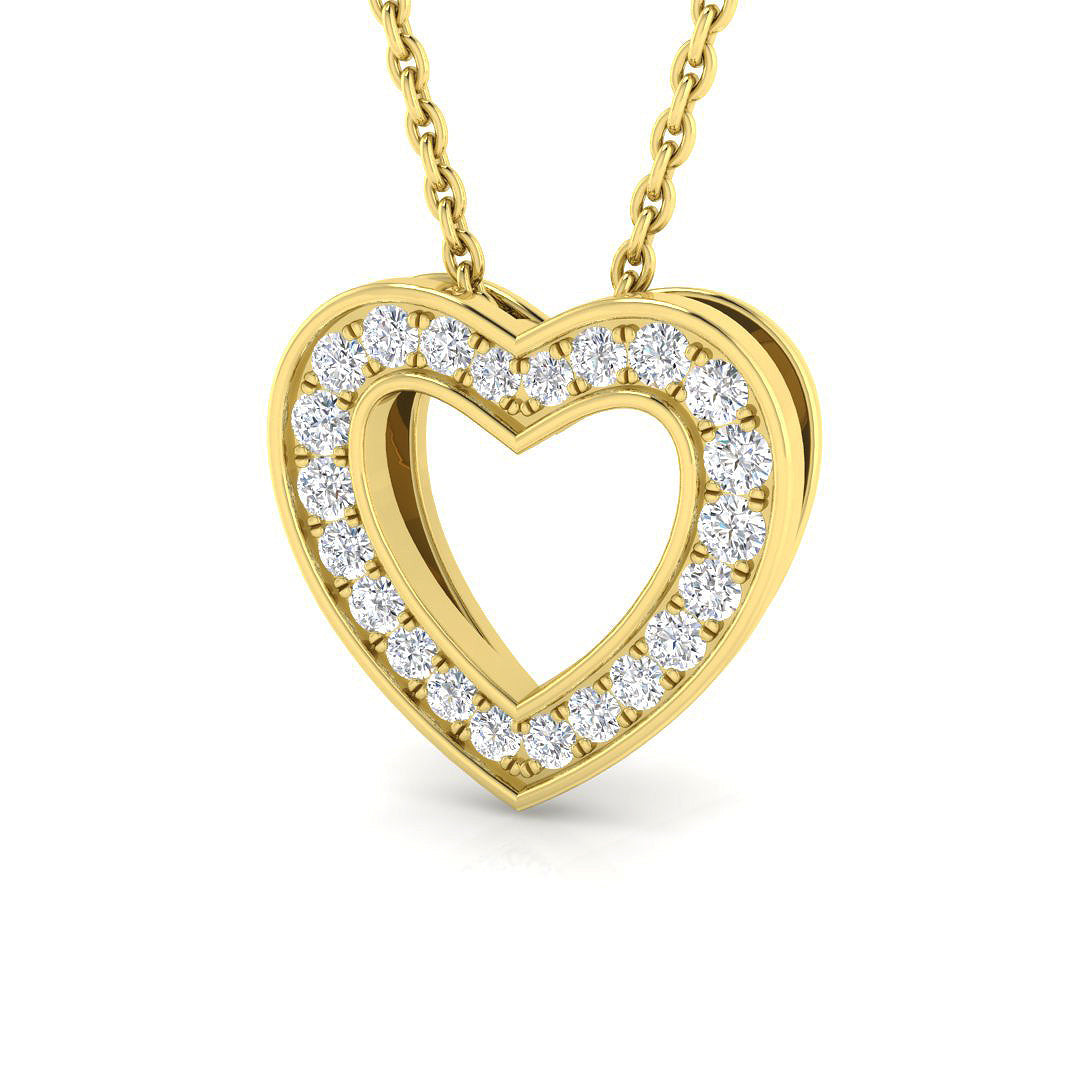 Heart-Shaped Pave Diamond Pendant in 10K/14K gold and platinum with certified lab-grown or natural diamonds