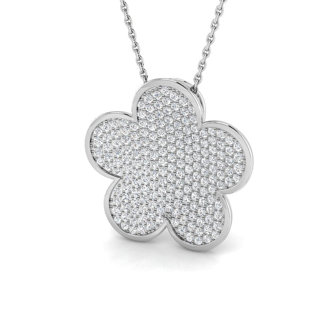 Diamond Flower Pendant Necklace0.75ct Gold(Without Chain ) in 10K/14K gold and platinum with certified lab-grown or natural diamonds