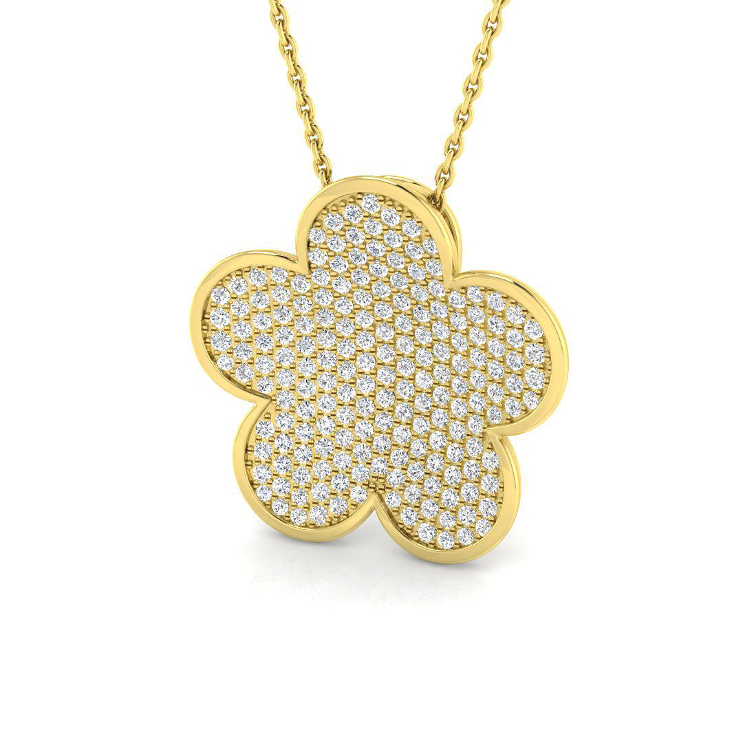 Diamond Flower Pendant Necklace0.75ct Gold(Without Chain ) in 10K/14K gold and platinum with certified lab-grown or natural diamonds