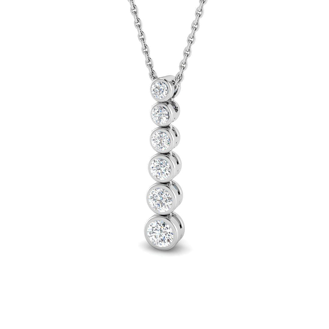 Five Stone Graduated Diamond Journey Pendant Necklace in 10K/14K gold and platinum with certified lab-grown or natural diamonds