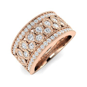 1carat Natural Round Cut Diamond Vintage Cluster Half Eternity Band Ring in 10K/14K gold and platinum with certified lab-grown or natural diamonds