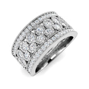 1carat Natural Round Cut Diamond Vintage Cluster Half Eternity Band Ring in 10K/14K gold and platinum with certified lab-grown or natural diamonds