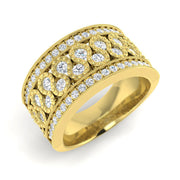 1carat Natural Round Cut Diamond Vintage Cluster Half Eternity Band Ring in 10K/14K gold and platinum with certified lab-grown or natural diamonds