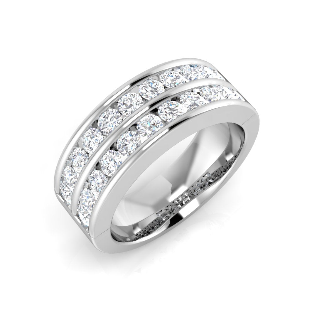 Lab-Grown Double Row Diamond Channel Set Half Eternity Ring in 10K/14K gold and platinum with certified lab-grown or natural diamonds