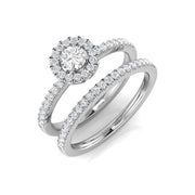 Lab-Grown Round Diamond Halo Bridal Set Ring in 10K/14K gold and platinum with certified lab-grown or natural diamonds