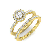 Lab-Grown Round Diamond Halo Bridal Set Ring in 10K/14K gold and platinum with certified lab-grown or natural diamonds