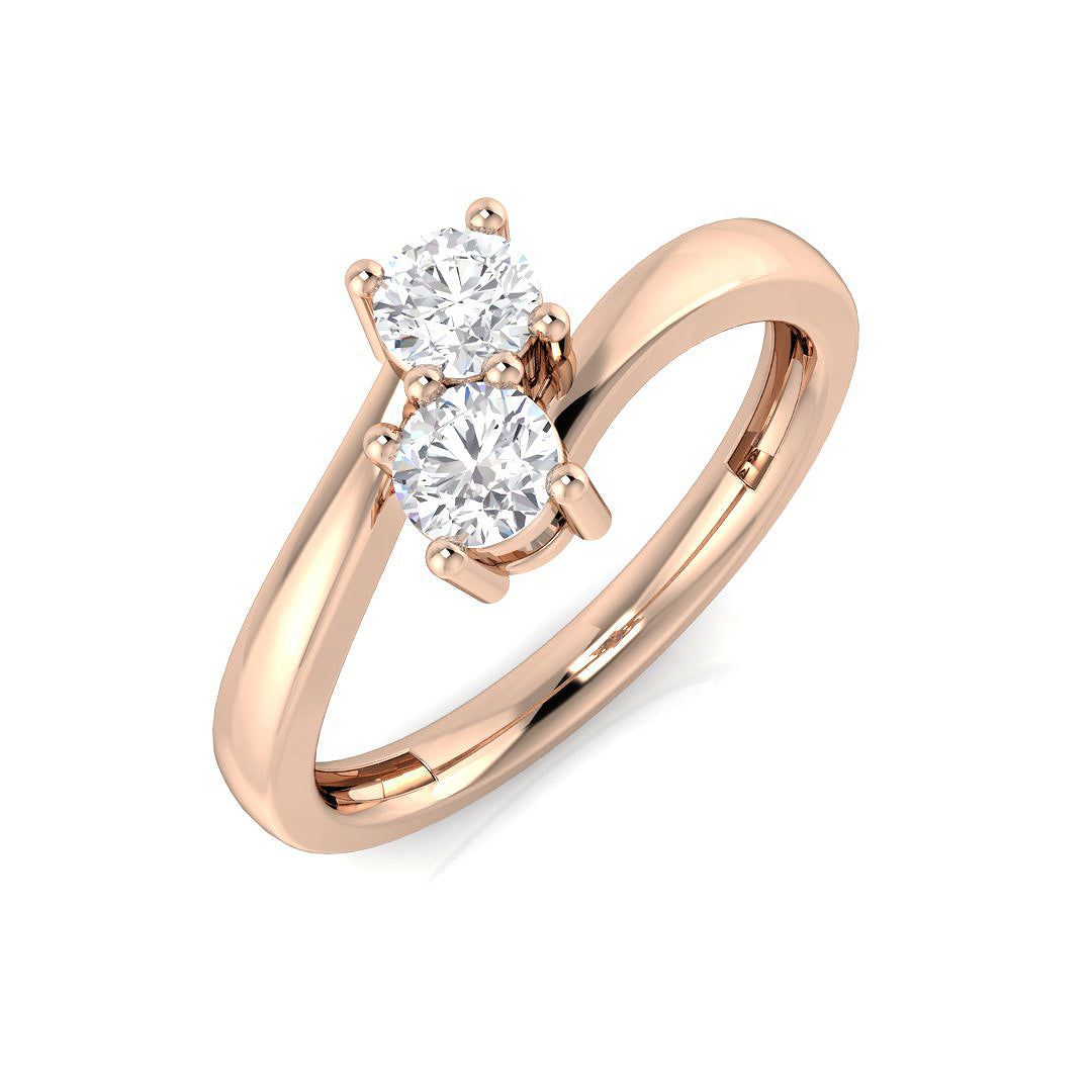 Round Cut Natural Diamond Two-Stone Ring in 10K/14K gold and platinum with certified lab-grown or natural diamonds