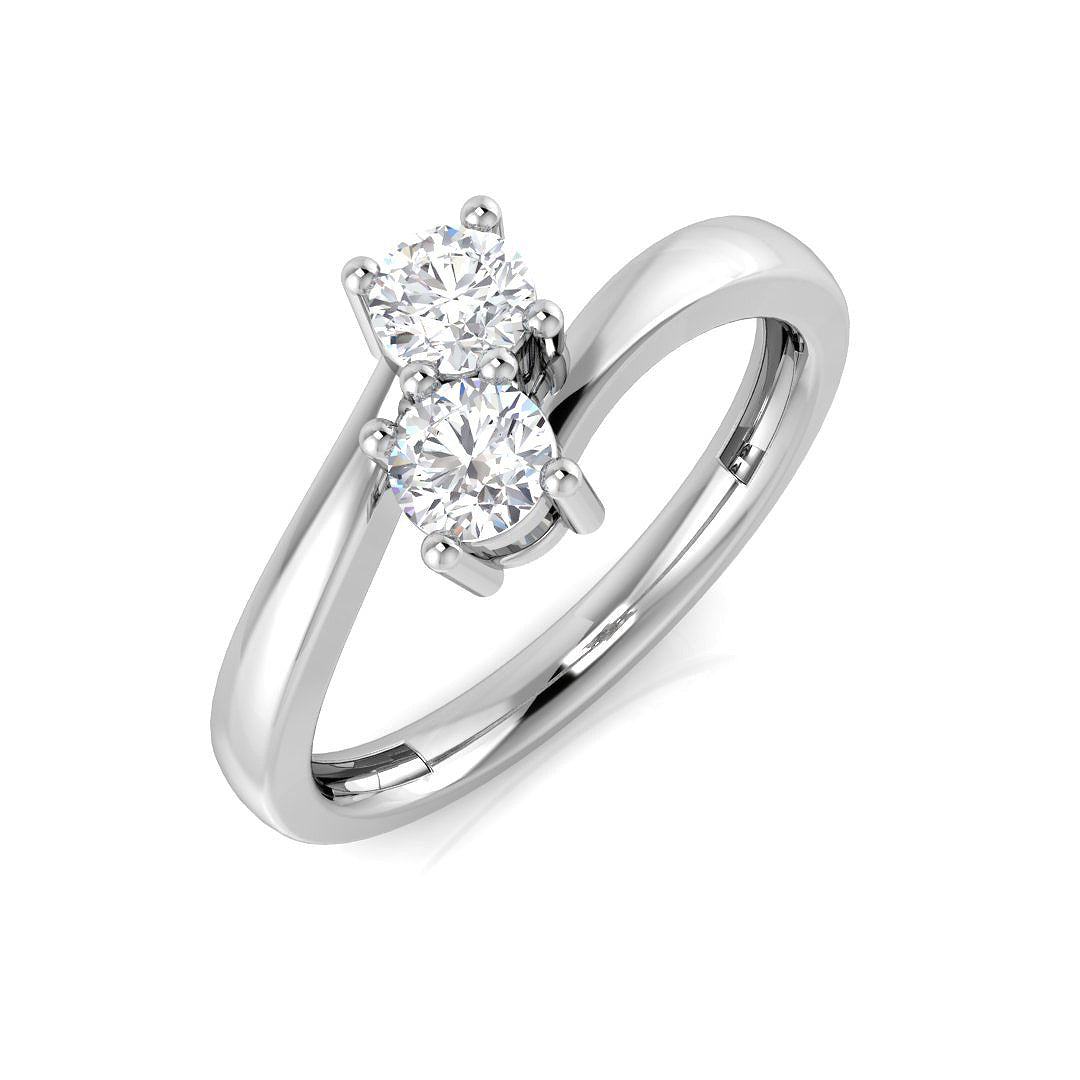 Round Cut Natural Diamond Two-Stone Ring in 10K/14K gold and platinum with certified lab-grown or natural diamonds
