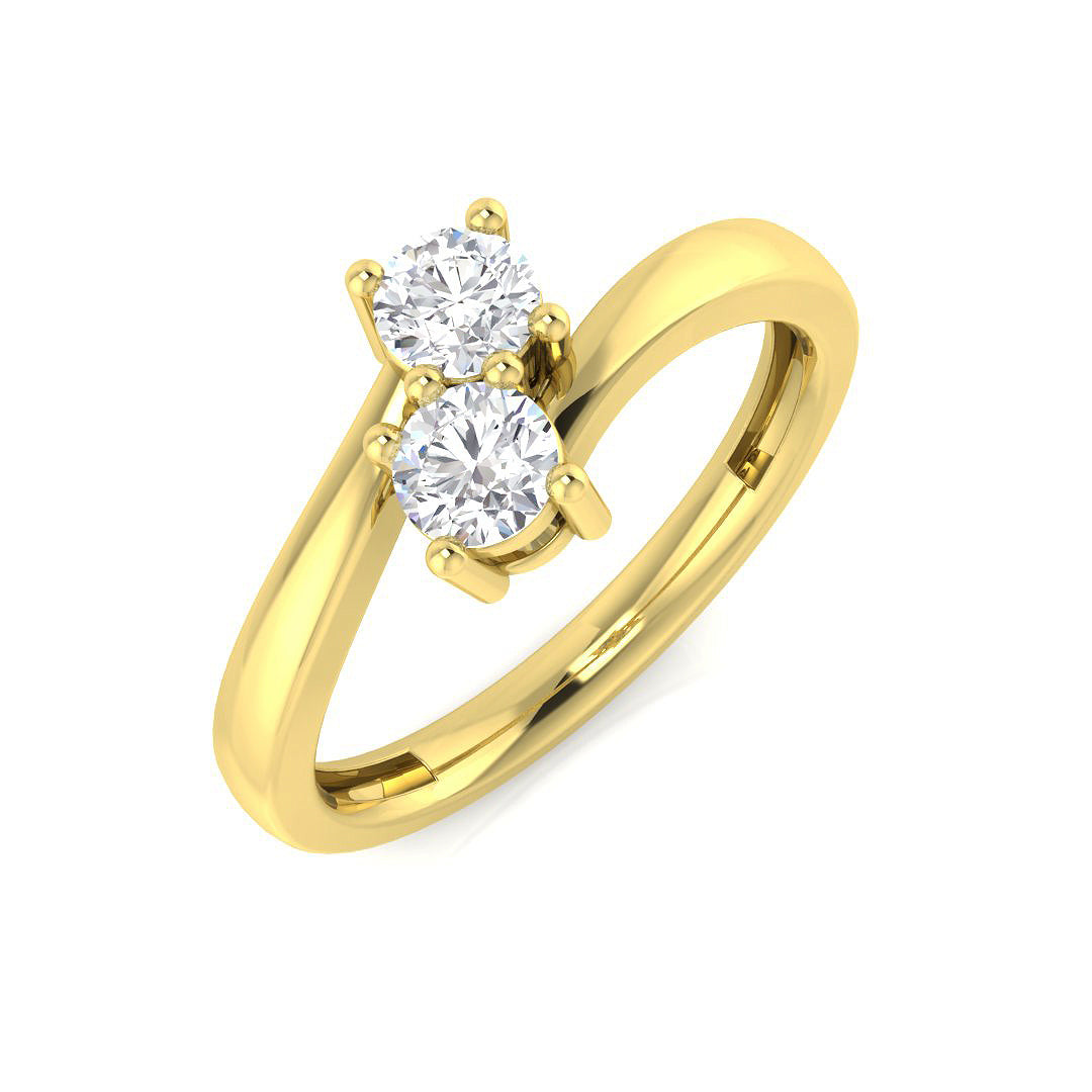 Round Cut Natural Diamond Two-Stone Ring in 10K/14K gold and platinum with certified lab-grown or natural diamonds
