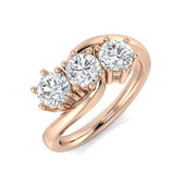 Round Diamond 3 Stone Ring in 10K/14K gold and platinum with certified lab-grown or natural diamonds