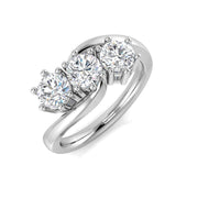Round Diamond 3 Stone Ring in 10K/14K gold and platinum with certified lab-grown or natural diamonds