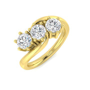Round Diamond 3 Stone Ring in 10K/14K gold and platinum with certified lab-grown or natural diamonds