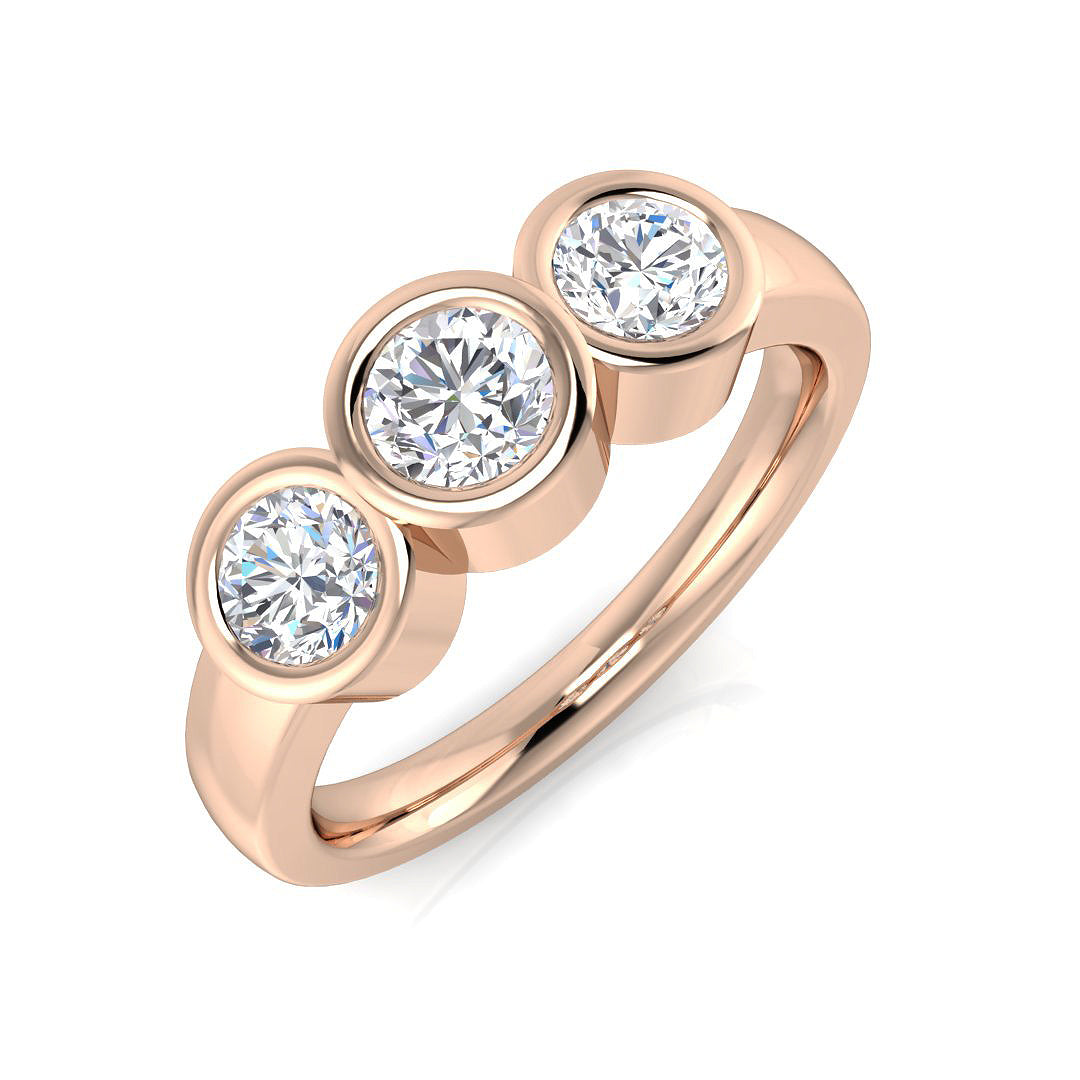 Diamond Three-Stone Ring in 10K/14K gold and platinum with certified lab-grown or natural diamonds
