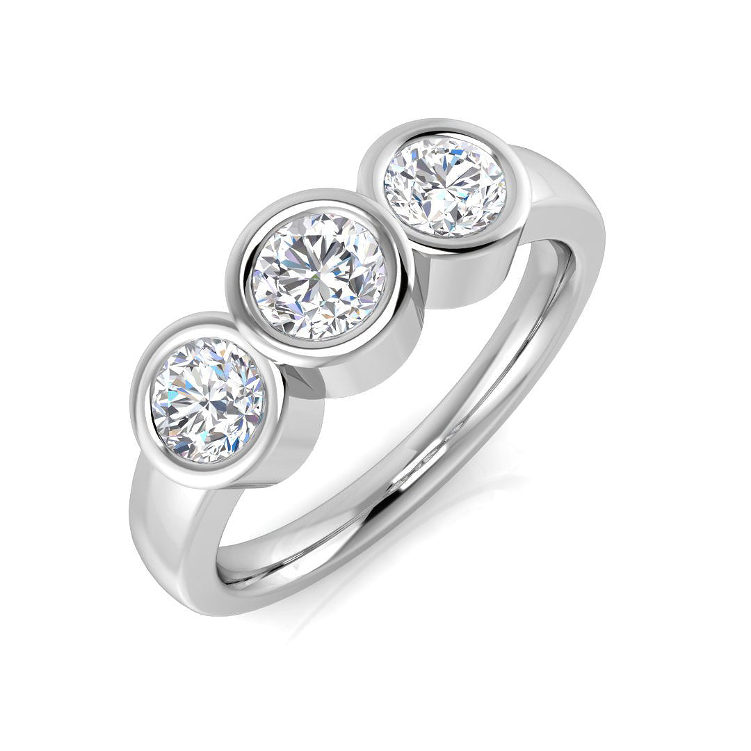 Diamond Three-Stone Ring in 10K/14K gold and platinum with certified lab-grown or natural diamonds