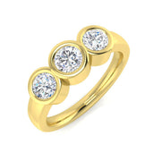 Diamond Three-Stone Ring in 10K/14K gold and platinum with certified lab-grown or natural diamonds