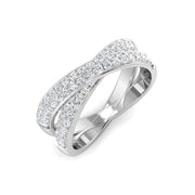 Criss-Cross Pave Ring with Round Cut Lab Grown Diamonds in 10K/14K gold and platinum with certified lab-grown or natural diamonds